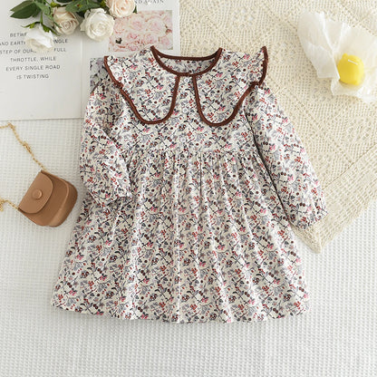 Blossom Belle – Long Sleeve Floral Princess Dress with Doll Collar for Girls