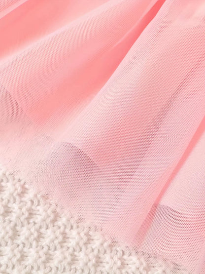 Elegant Bloom – Baby Girl Mesh Dressjacket with Waist Flower Detail